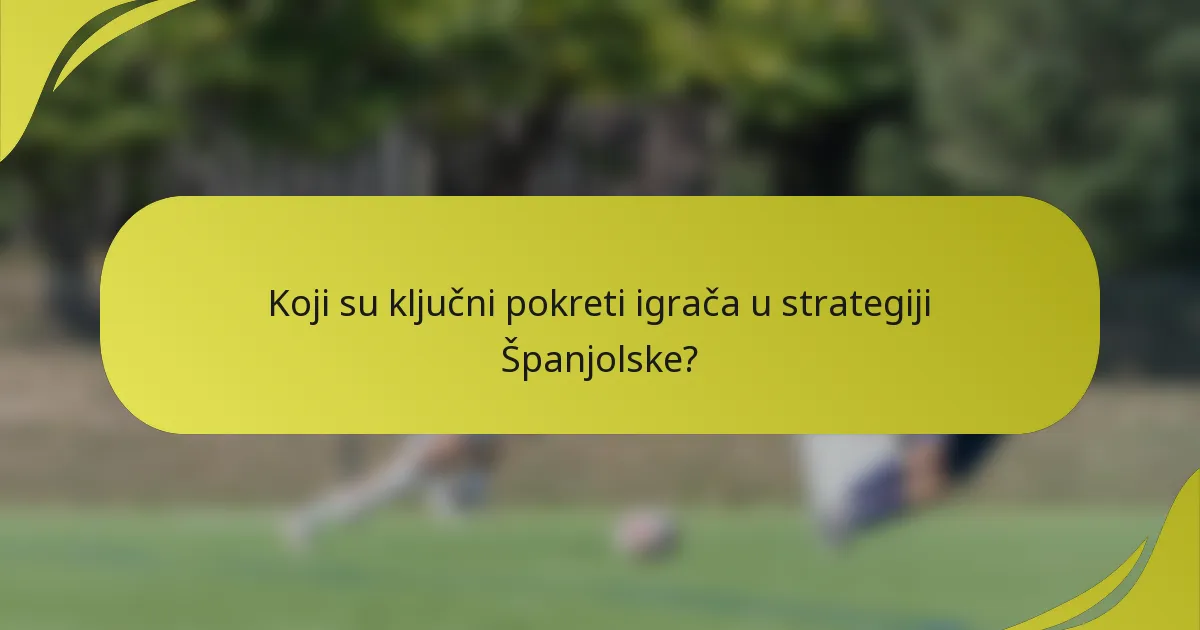 Koji su ključni pokreti igrača u strategiji Španjolske?