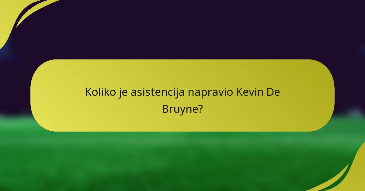 Koliko je asistencija napravio Kevin De Bruyne?